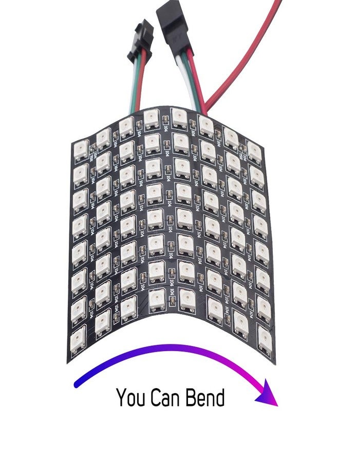 BTF-LIGHTING لوحة عرض LED من نوع BTF-LIGHTING WS2812B ECO RGB، مزودة بأسلاك من سبيكة معدنية، و5050SMD، قابلة للعنونة بشكل فردي، 8×8 بكسل (256 بكسل)، ولوحة FPCB مرنة، وألوان كاملة، متوافقة مع وحدات تحكم WLED وSP802E وغيرها، لعرض الصور والفيديو والنصوص، تعمل بجهد 5 فولت تيار مستمر. - Image 3